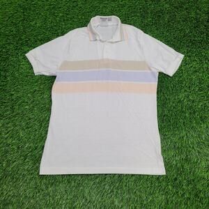 Vintage 90s LEVIS Striped Polo Shirt Small 18x27 White